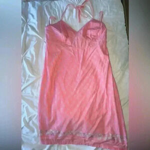 NWOT Vintage (03’) GAP Pink 100% Cotton Tie-Neck Spring/Summer Dress SZ 16